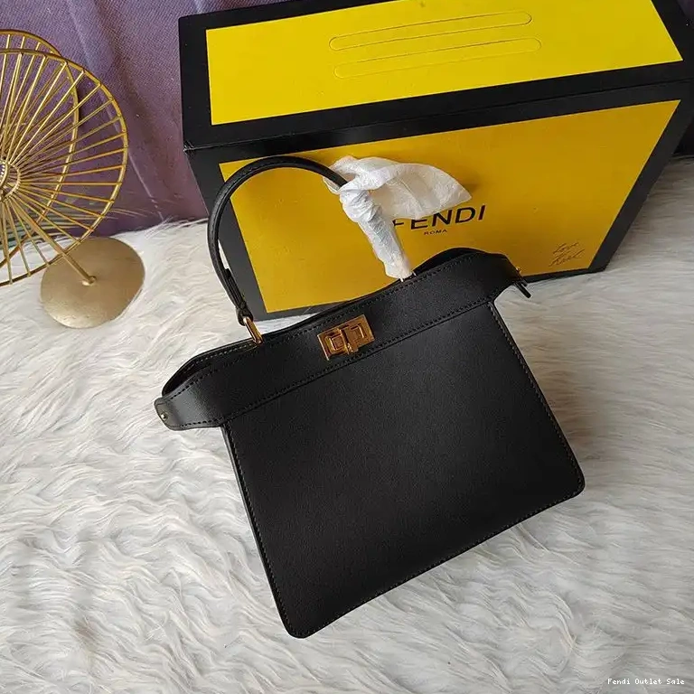Affordable Bag Nappa Leather In Fendi Black Peekaboo ISeeU Petite 0525